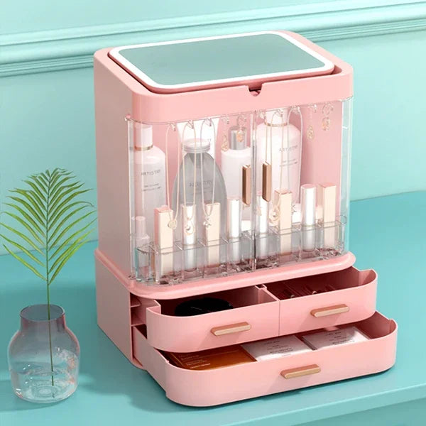 Organisateur Beauté: Routine Rapide, Miroir LED & Étanche