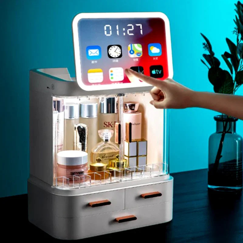 Organisateur Beauté: Routine Rapide, Miroir LED & Étanche