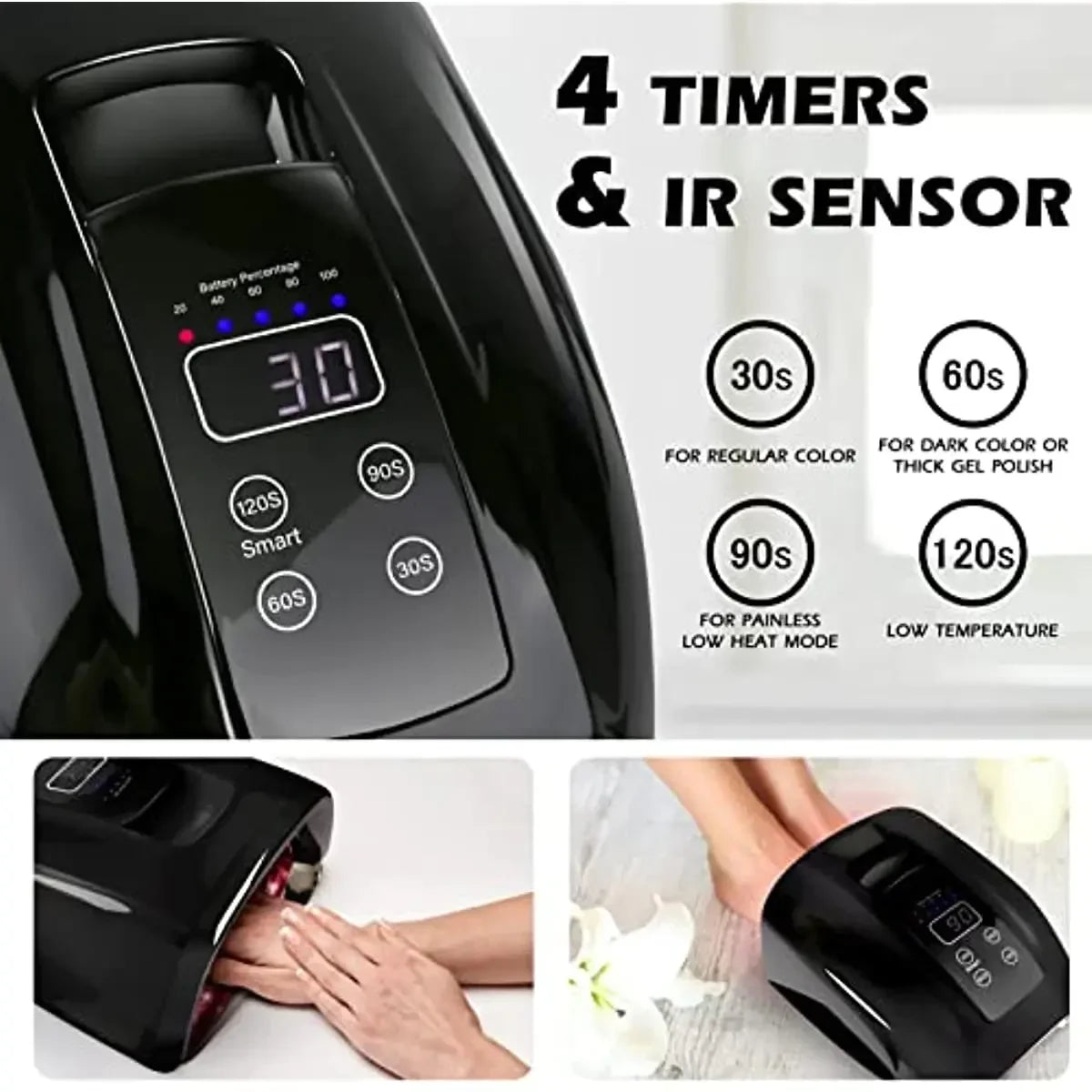 Lampe Manucure Pro : Sèche Gels Rapide & Sans Fil 90W