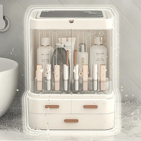 Organisateur Beauté: Routine Rapide, Miroir LED & Étanche