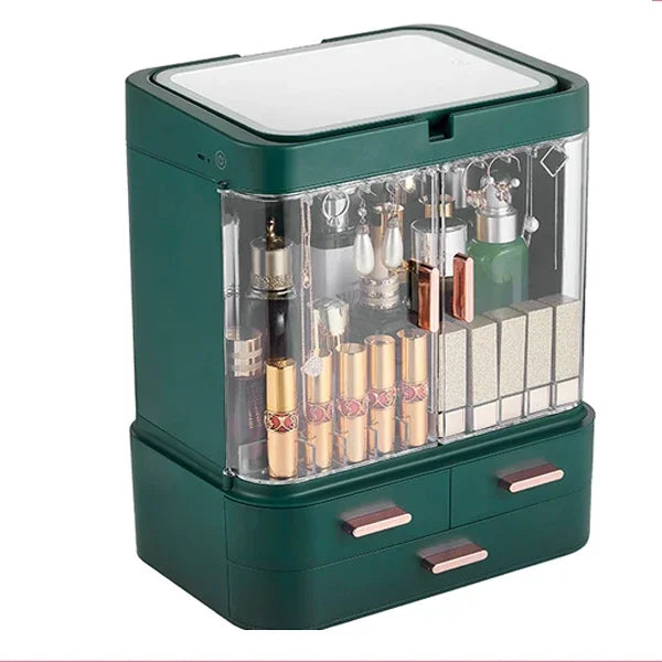 Organisateur Beauté: Routine Rapide, Miroir LED & Étanche